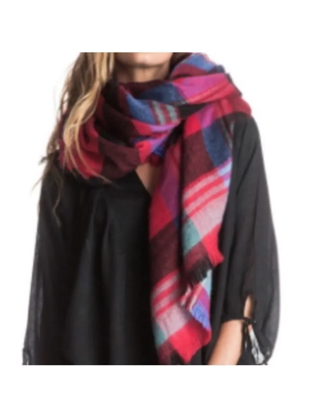Roxy Juniors Heaven of Curiosity Woven Plaid Blanket Scarf